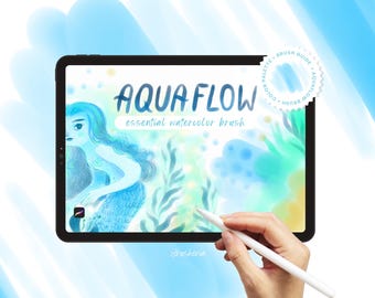 Aqua Flow Watercolor brush for Procreate, realistic digital art brush, hand crafted by Brusheria