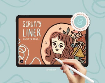 Scruffy liner brush for Procreate, rough line art brush, perfect for gritty outlines