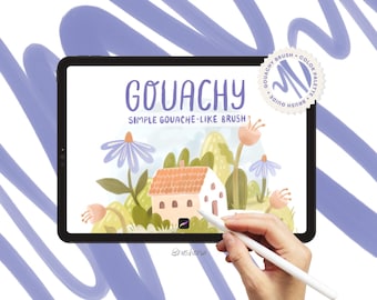 Gouache procreate brush, Gouachy digital art brush, hand crafted by Brusheria