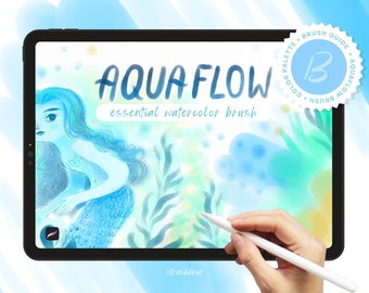 Aqua Flow Aquarellpinsel für Procreate, realistischer digitaler Kunstpinsel, handgefertigt von Brusheria