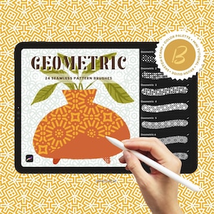 Pędzle do wzorów geometrycznych do Procreate, zestaw pędzli do wzorów bezszwowych firmy Brusheria