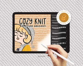 Cozy Knit texture brush set for Procreate, realistic knitted texture brushes