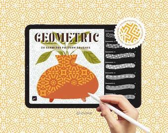Geometric pattern brushes for Procreate, seamless patterns brush set by Brusheria