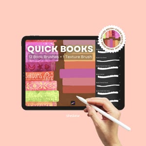 Books Procreate brush set, 12 bookshelf brushes for iPad, bookish procreate stamps pack