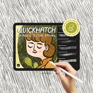 Quick Hatch pencil texture brush set for Procreate, hand drawn crosshatch texture brushes for iPad