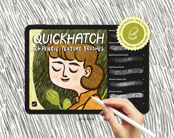 Quick Hatch pencil texture brush set for Procreate, hand drawn crosshatch texture brushes for iPad