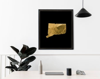 Gold Foil Connecticut State Art Print (Digital Download)