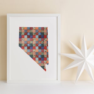 Nevada Wall Art, Nevada Digital Download, Nevada Printable, Nevada Digital Print, Quilting Art, Patchwork Art, Nevada Art, Quilt Art Print