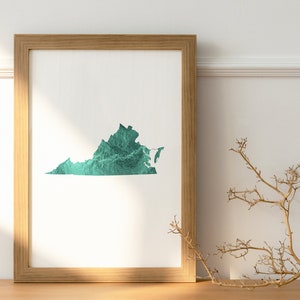 Virginia Wall Art, Virginia Art Digital Download, Teal Foil Art, Virginia Digital Print, Gallery Wall Art, State Digital Download, Art Gift