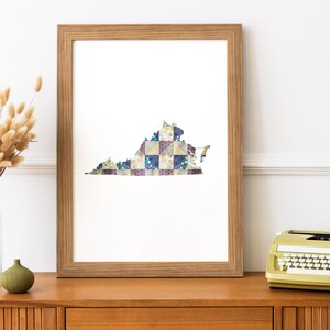 Virginia Wall Art, Virginia Digital Download, Virginia Printable, Virginia Digital Print, Quilting Art, Patchwork Art, Virginia Art, Quilted