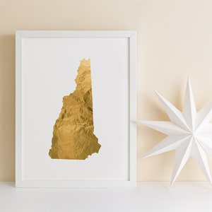 New Hampshire Wall Art, New Hampshire Art Digital Download, Gold Foil Print, New Hampshire Digital Print, New Hampshire Printable Art