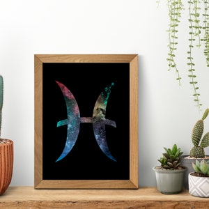 Pisces Wall Art, Pisces Digital Download, Pisces Printable, Zodiac Art, Pisces Digital Print, Zodiac, Gallery Wall Print, Space Art Design