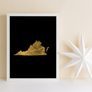 Virginia Wall Art, Virginia Art Digital Download, Gold Foil Art, Virginia Digital Print, Gallery Wall Art, State Digital Download, Art Gift