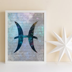 Pisces Wall Art, Pisces Digital Download, Pisces Printable, Zodiac Art, Pisces Digital Print, Zodiac Gallery Wall Print, Pisces Art, Space
