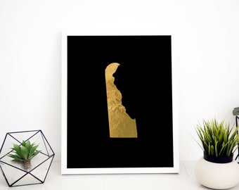 Delaware goudfolie silhouet kunstafdruk (digitale download)