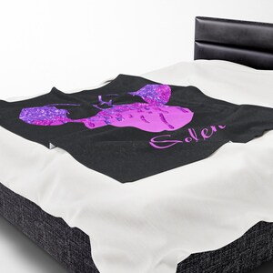 Pink and Black Glitter Drip Minnie Mouse Disney Velveteen Plush Blanket | Personalized Name Throw image 14