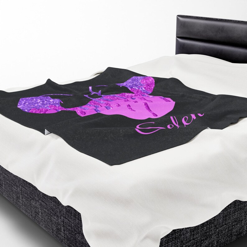 Pink and Black Glitter Drip Minnie Mouse Disney Velveteen Plush Blanket | Personalized Name Throw image 14