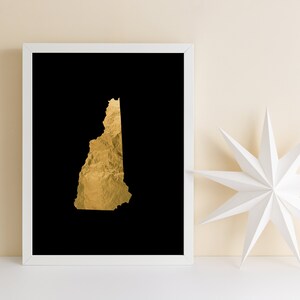 New Hampshire Wall Art, New Hampshire Art Digital Download, Gold Foil Print, New Hampshire Digital Print, New Hampshire Printable Art