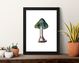 Colorful Mushroom Art Print, Fungi Wall Decor (Digital Download)