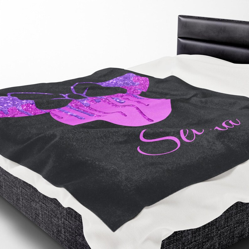 Pink and Black Glitter Drip Minnie Mouse Disney Velveteen Plush Blanket | Personalized Name Throw image 15