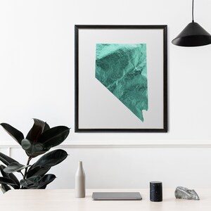 Nevada Wall Art, Nevada Digital Download, Teal Foil, Nevada Digital Print, Gallery Wall, State Digital Download, Nevada Printable,Nevada Art