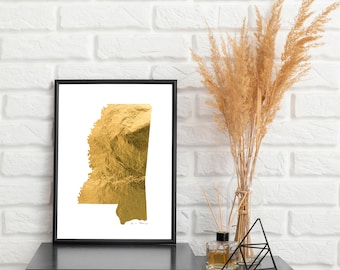 Goudfolie Mississippi State Art Print (digitale download)