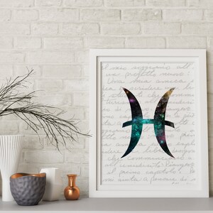 Pisces Wall Art, Pisces Digital Download, Pisces Printable, Zodiac Art, Pisces Digital Print, Zodiac Gallery Wall Print, Pisces Art, Space