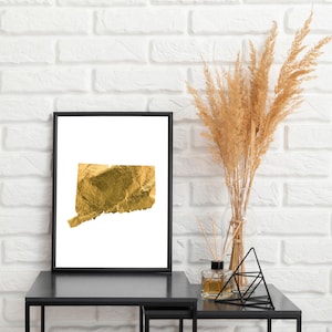 Connecticut Wall Art, Connecticut Digital Download, Connecticut Printable,Gold Foil,Connecticut Digital Print,Connecticut Gallery Wall Print