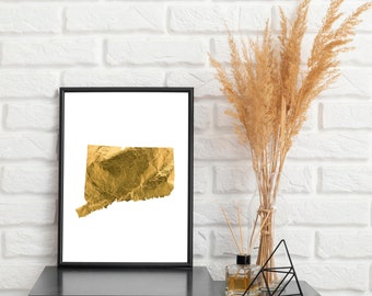 Gold Foil Connecticut State Art Print (Digital Download)