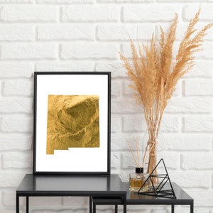 New Mexico Wall Art, New Mexico Art Digital Download, Gold Foil Print, New Mexico Digital Print, Gallery Wall Art, New Mexico Printable Art
