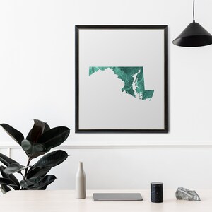 Maryland Wall Art, Maryland Digital Download, Maryland Imprimible, Teal Foil, Maryland Digital Print, Maryland Gallery Wall Print, State Art