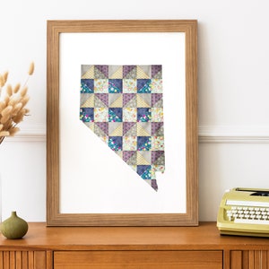 Nevada Wall Art, Nevada Digital Download, Nevada Printable, Nevada Digital Print, Quilting Art, Patchwork Art, Nevada Art, Quilt Art Print