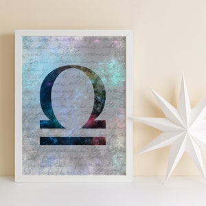 Balance Wall Art, Balance Digital Download, Balance imprimable, Art du zodiaque, Balance Digital Print, Zodiac Gallery Wall Print, Balance Art, Space Art