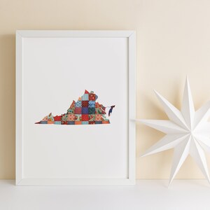 Virginia Wall Art, Virginia Digital Download, Virginia Printable, Virginia Digital Print, Quilting Art, Patchwork Art, Virginia Art, Quilted