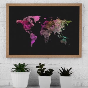 Wereldkaart Wall Art, Multi-Color World Map, World Map Digital Download, Vintage World Map Printable, World Map Print, Vintage Map Art Art