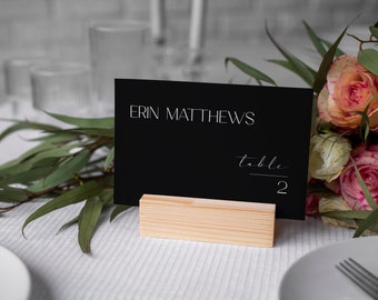 Black Elegant Minimalist Wedding Place Card Template, Black Name Card, Black Customizable Wedding Place Card DIY Printable Wedding Name Card