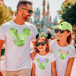 Orejas de Mickey y Minnie Mouse (PNG), diseño de ágata brillante, volumen 1, camiseta familiar a juego inspirada en Disney (PNG), contorno de orejas de Mickey Mouse