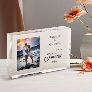 Engagement Personalised Photo Block, Engagement Gift, Anniversary Photo Frame, Wedding Gift, Engagement Acrylic Plaque
