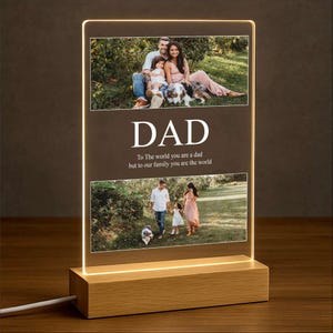 Personalized Dad Photo with Name Night Light, Happy Fathers Day Gift, Personalized Dad/ Grandpa Photo Gift, Bedroom Acrylic Night Light