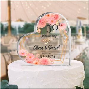 Decorazioni Torta 60° Anniversario Matrimonio - Set 9 Pezzi In Carta Glitterata Argento, Forma Cuore E Numero - Foto 4