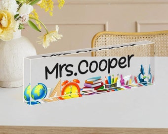Personalized Teacher Gifts, Back To School Gifts, Teacher Desk Name Plate, Gift For Teacher, Groovy Teacher Sign, Teacher Gift For Women