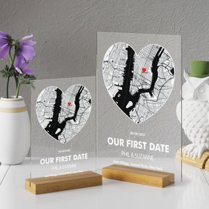 Carte où nous nous sommes rencontrés, carte personnalisée premier rendez-vous, plaque acrylique Where It All Beginn, cadeau d'anniversaire, cadeau de couple, petit ami, cadeau petite amie