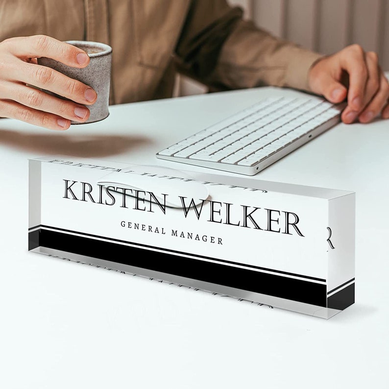 Personalized name plate for desk Nameplate sign Modern office business decor Executive desk name plate Desk name sign for women with sakura image 3