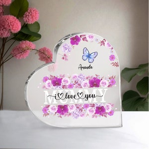 MOM Acryl Herz Plaque - Muttertag, Oma, personalisiertes Geschenk