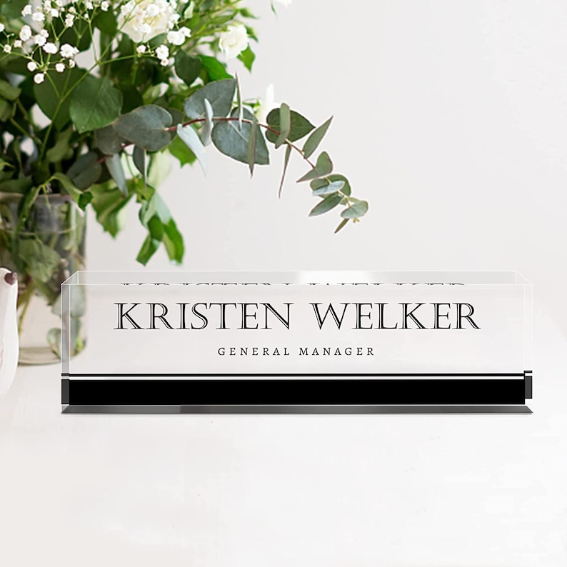 Personalized name plate for desk Nameplate sign Modern office business decor Executive desk name plate Desk name sign for women with sakura image 2