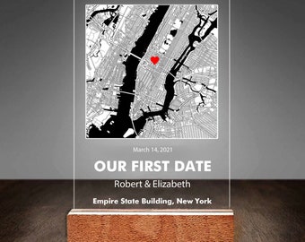 Where We First Met map, anniversary gift for him, Map Our First Date plaque, Wife anniversary, first date Girlfriend gift,where it all began