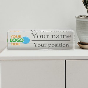 CUSTOM Name Sign, Unique Office Decor Custom Logo, Office Nameplate, Gift for Boss, Boss Lady Gift, Desk Plaque, Personalized Company Logo