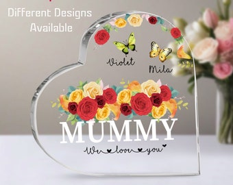 Personalized Name Mom And Kid Hands Heart Acrylic Plaque, Custom Mother&#39;s Day Gifts From Daughter, Christmas Gift For Mom, Custom Kids Names