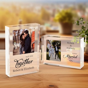 Personalized Photo Acrylic Block - Best Friend Gift -Crystal Clear Glass Display for Memories-Ideal for Birthdays Anniversaries and Holidays