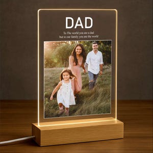 Personalized Photo Night Light, Fathers Day Gifts, Gifts for Husband, Bedroom Night Light, Gift for Dad, Best Dad Ever, Custom Name Light